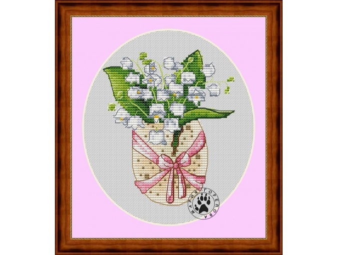 Easter Eggs. Lilies of the Valley Cross Stitch Pattern фото 1