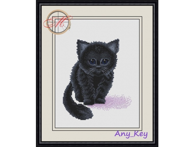 Black Kitten Cross Stitch Pattern фото 1