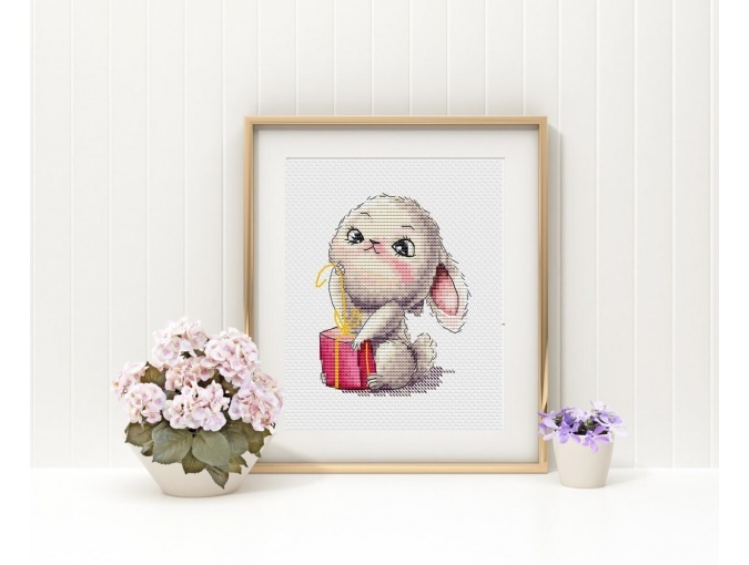 Bunny with a Gift Cross Stitch Chart фото 6
