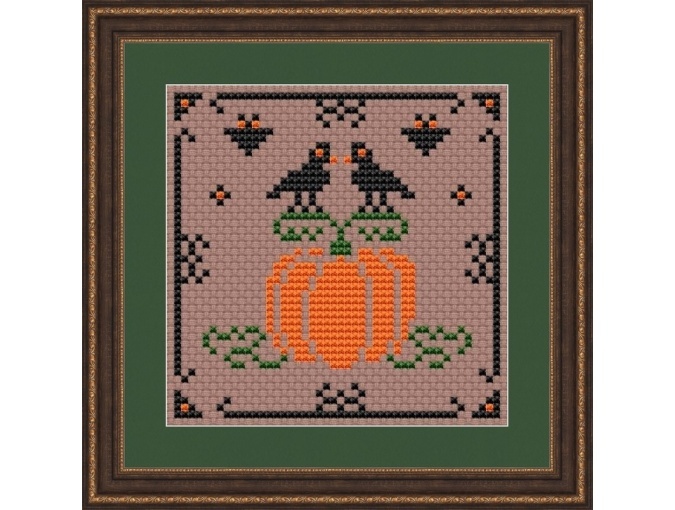 Pumpkin and Bat Cross Stitch Chart фото 1