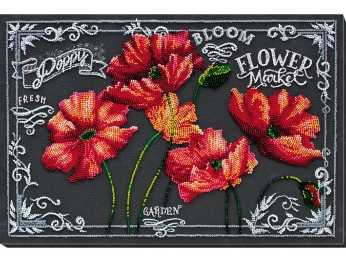 Velvet Poppies Bead Embroidery Kit фото 1