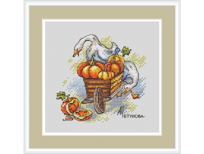Geese and Pumpkins Cross Stitch Pattern фото 1