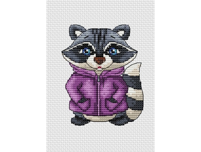Raccoon in a Jacket Cross Stitch Pattern фото 1