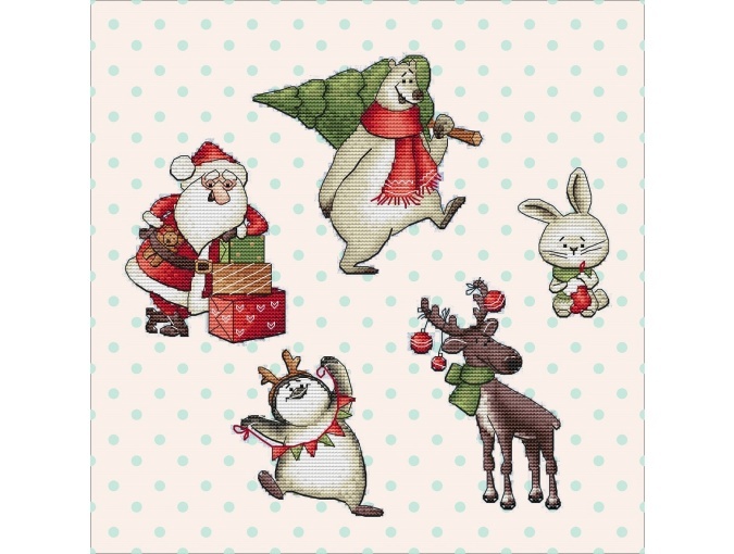 Santa and Friends Cross Stitch Pattern фото 1