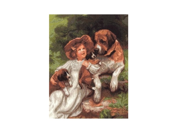 Girl with Dogs Cross Stitch Kit  фото 1