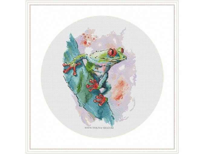 Tree Frog on a Lilac Background Cross Stitch Pattern фото 7