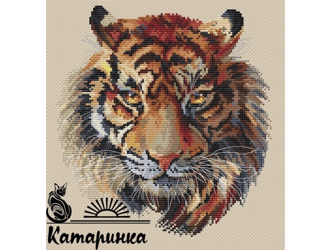 Tiger Cross Stitch Pattern фото 1