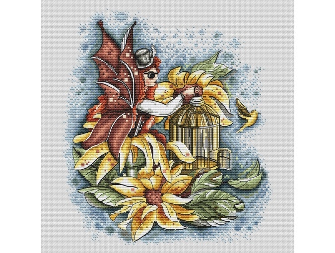 Flower Fairy Steampunk Cross Stitch Pattern фото 1