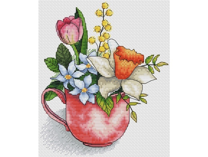 Spring in a Cup Cross Stitch Pattern фото 2