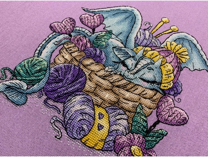 Dragon with Knitting Cross Stitch Pattern фото 6