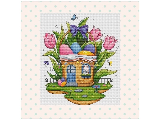 Easter Houses. Basket Cross Stitch Pattern фото 1