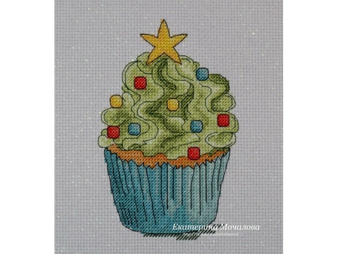 Christmas Tree Cupcake Cross Stitch Pattern фото 2