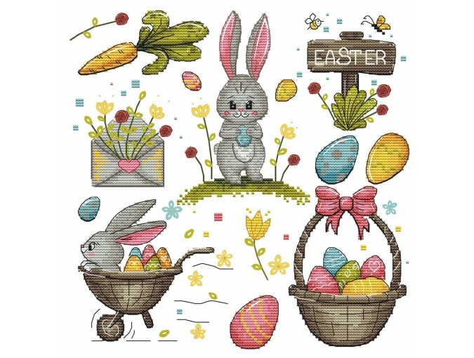 Easter Bunny Sampler Cross Stitch Pattern фото 1