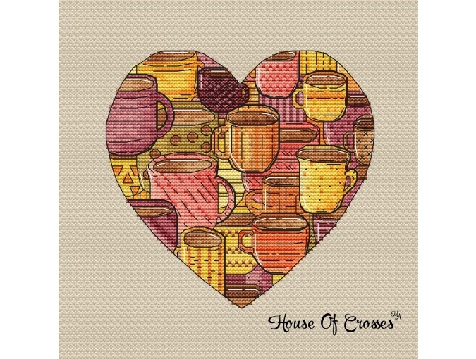 Heart Coffee Cross Stitch Pattern фото 1