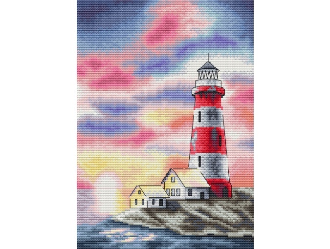 Lighthouse at Sunset Cross Stitch Pattern фото 1