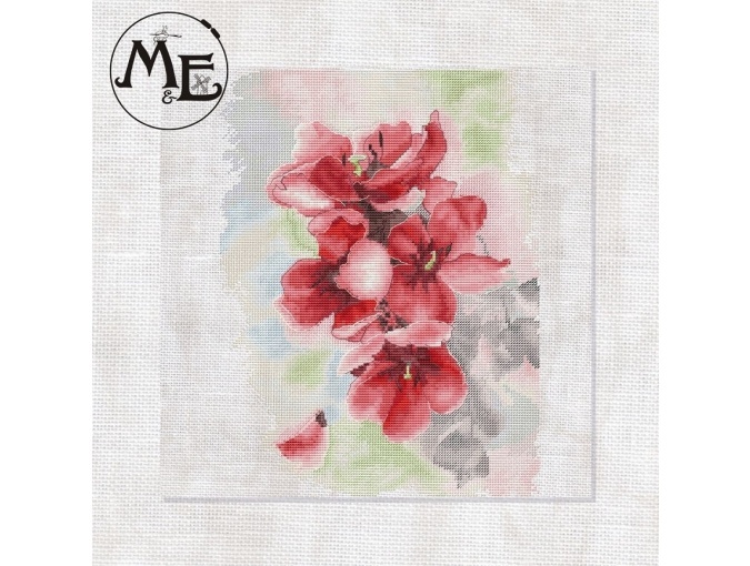 Watercolor Red Tulips Cross Stitch Pattern фото 1