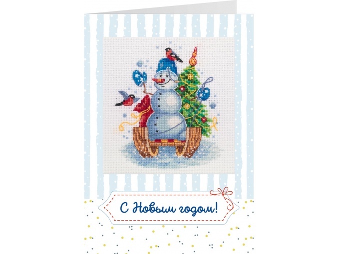 Postcard. Holiday Snowman Cross Stitch Kit фото 1