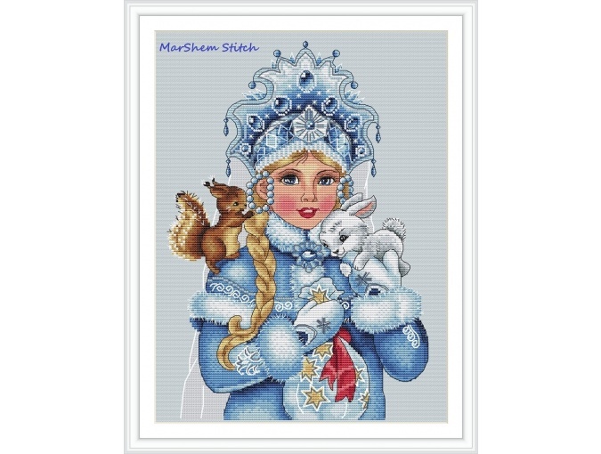 Snow Maiden in Blue Cross Stitch Pattern фото 1