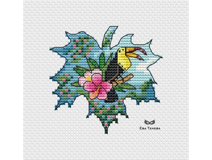 Leaves. Toucan Cross Stitch Pattern фото 1