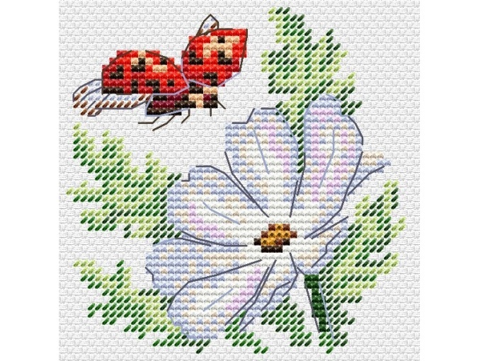 Cosmos and Ladybug Cross Stitch Kit фото 1