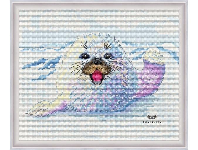 Watercolor Sea Calf Cross Stitch Pattern фото 1