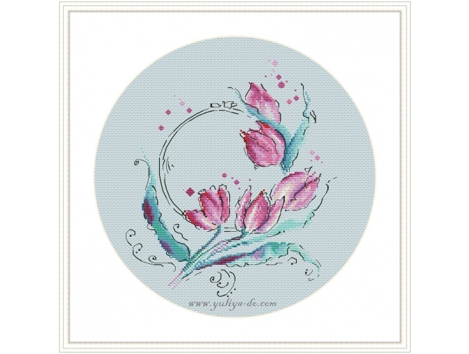 Lilac Tulips Cross Stitch Pattern фото 3