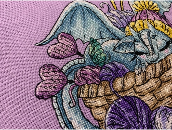 Dragon with Knitting Cross Stitch Pattern фото 4