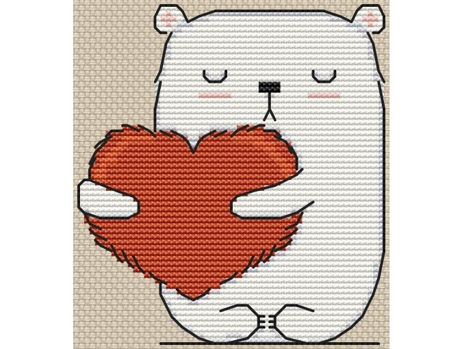 Bear with Heart Cross Stitch Pattern фото 2