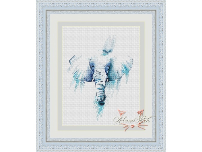 Blue Elephant Cross Stitch Pattern фото 1