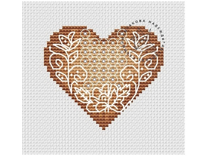 Openwork Heart Cross Stitch Pattern фото 1