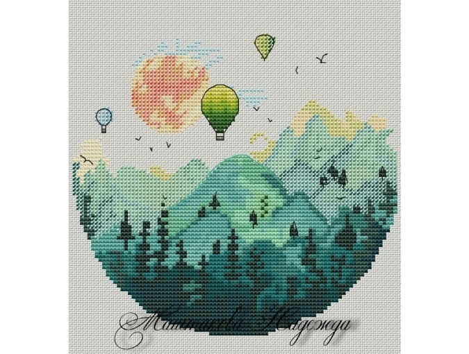Air Balloons Cross Stitch Pattern фото 1