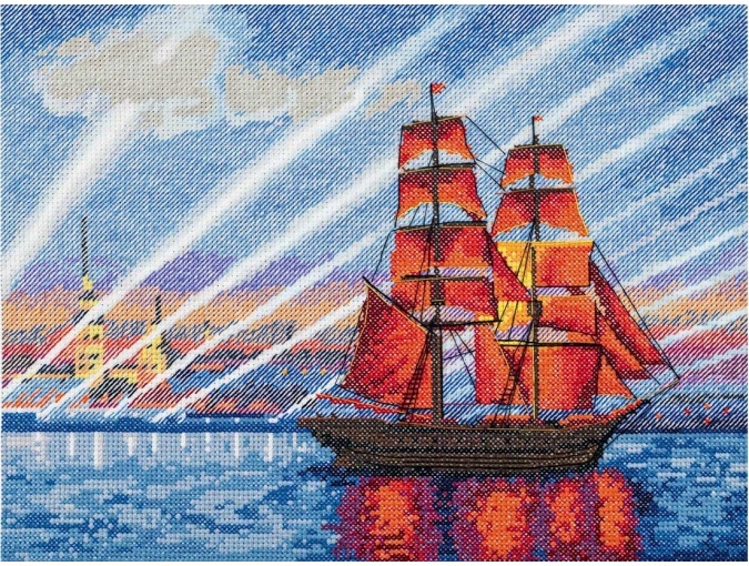 Ship with Scarlet Sails Cross Stitch Kit фото 1