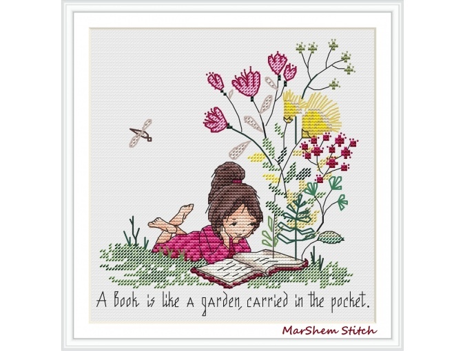 A Book is a Garden Cross Stitch Pattern фото 1
