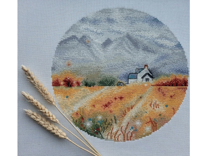 Landscape with a Field Cross Stitch Pattern фото 2