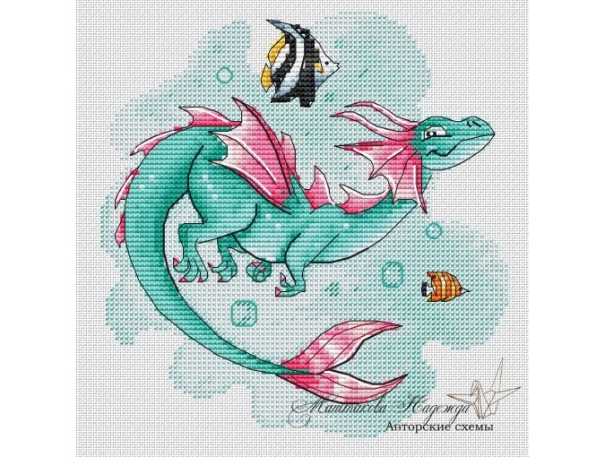Water Dragon Cross Stitch Pattern фото 1