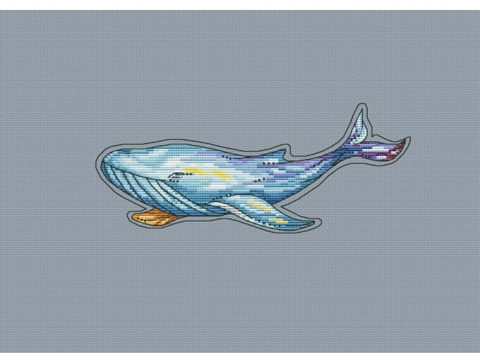 cute blue whale pattern Instant download PDF Whale cross stitch pattern
