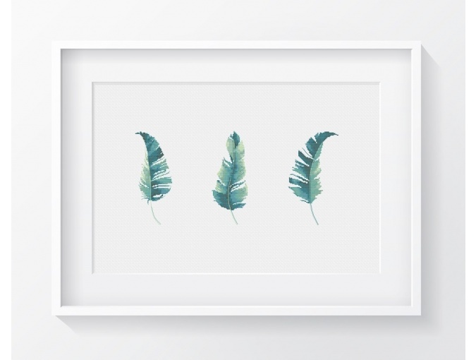 Three Green Feathers Cross Stitch Pattern фото 2