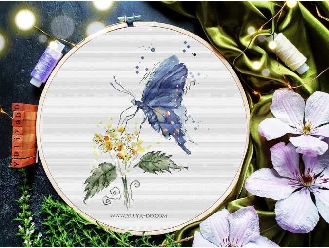 Blue Butterfly Cross Stitch Pattern фото 6