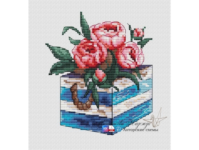 A Bouquet of Peonies Cross Stitch Pattern фото 1