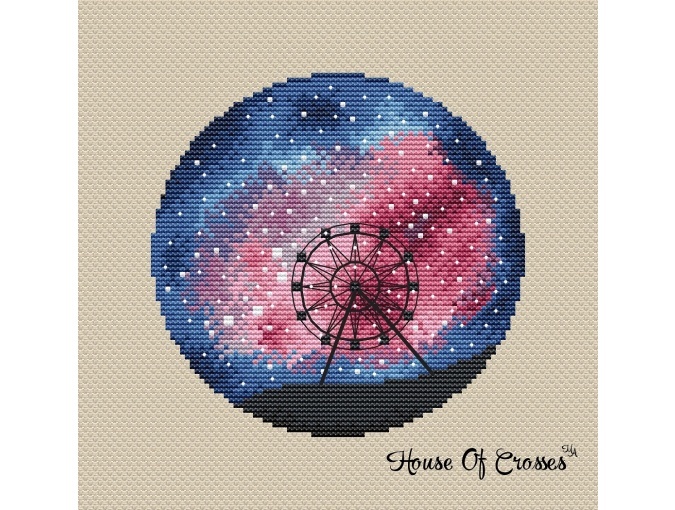 Starlight Night. Ferris Wheel Cross Stitch Pattern фото 1