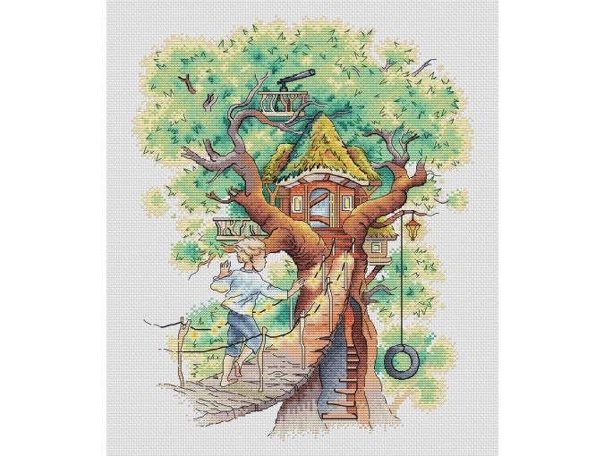 Tree House Cross Stitch Pattern фото 1