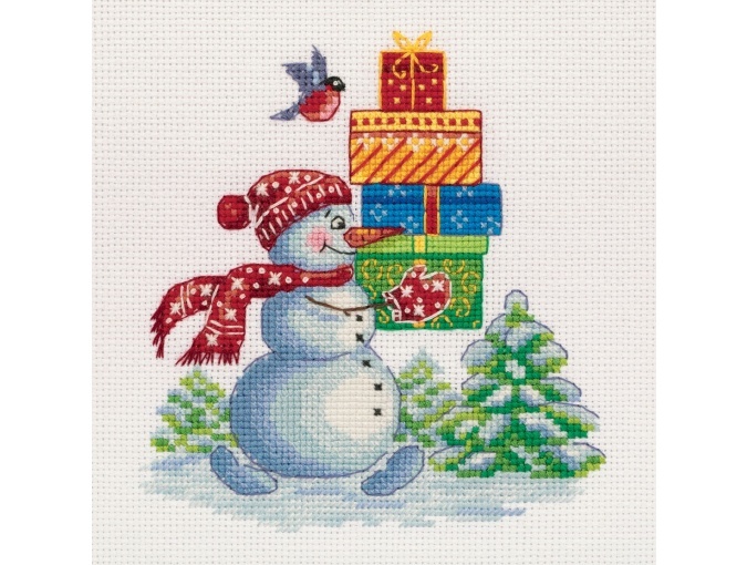 Postcard. Happy Snowman with Gifts Cross Stitch Kit фото 3