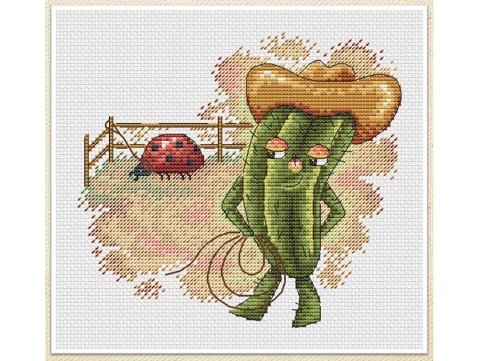 Cactus-Cowboy Cross Stitch Pattern фото 1