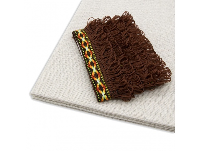 Patchwork Fabric with Brown Braid Jacquard Fringe фото 1