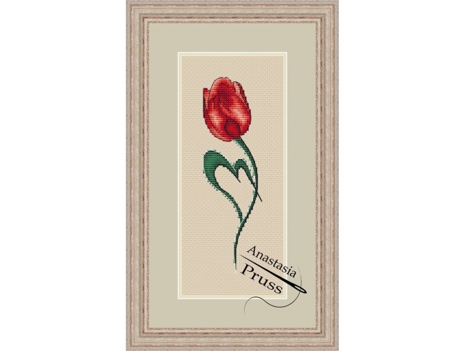 Red Tulip Cross Stitch Chart фото 1