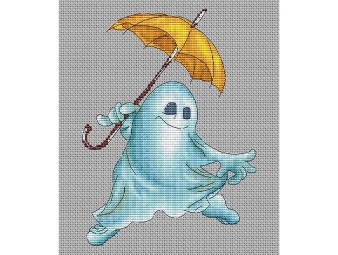 Ghost with Umbrella Cross Stitch Pattern фото 1
