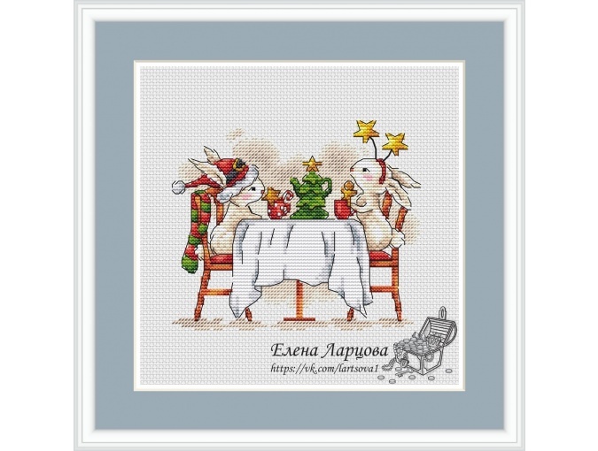 Hares. Tea Party Cross Stitch Pattern фото 1