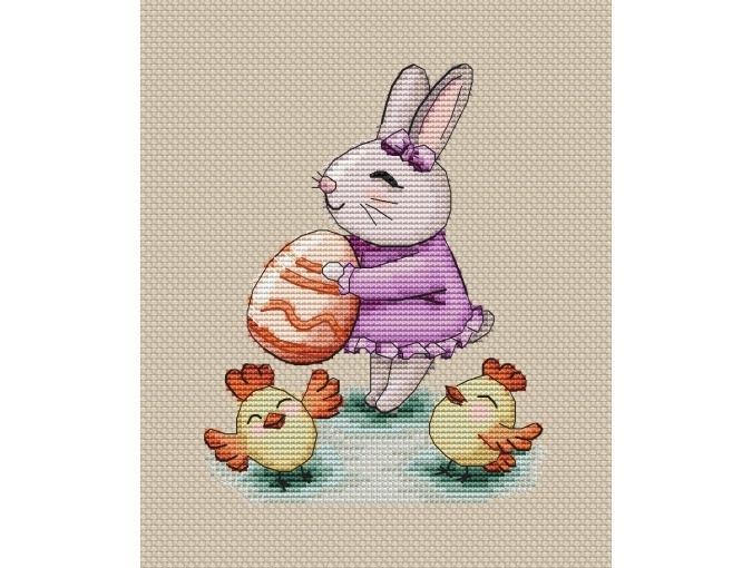 Easter Bunny with Chickens Cross Stitch Pattern фото 1