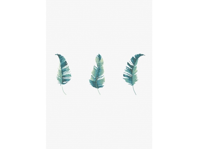 Three Green Feathers Cross Stitch Pattern фото 1