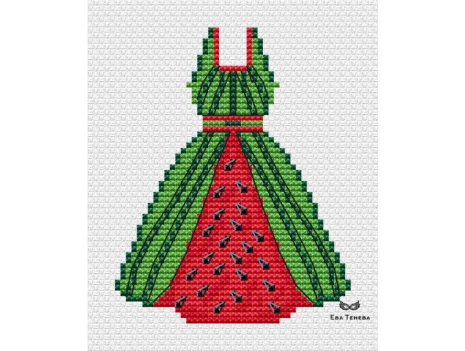 Watermelon Dress Cross Stitch Pattern фото 1